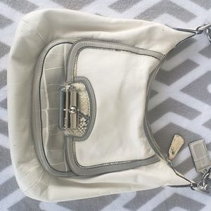 Cream coach purse with snake skin gray accents